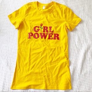 Retro style yellow girl power graphic tee. Size M